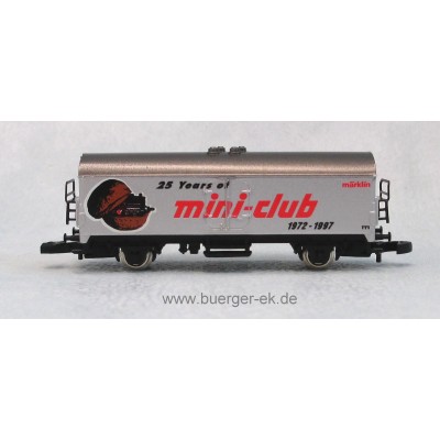 Märklin 25 Jahre mini-club 1972-1997 (wechselseitige Bedruckung, Wagen silbern mit Tenderlok in Nußschale)