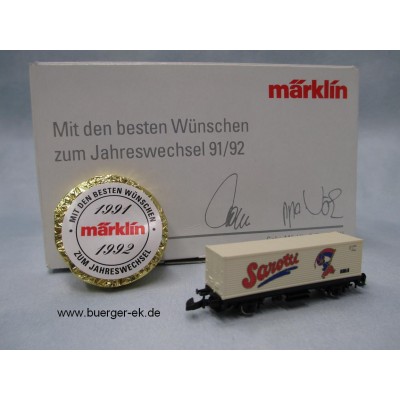 Märklin Jahreswechsel 1991/1992 SAROTTI (Containerwagen in spez.Sonderpackung)