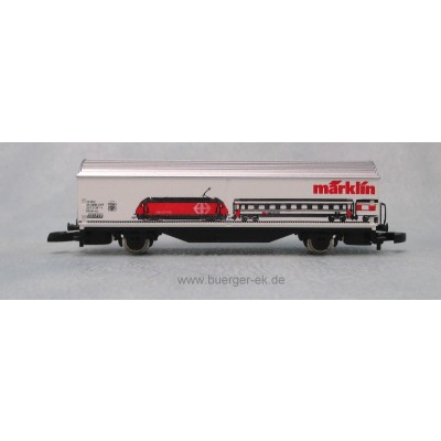 märklin (Schweiz, Abb. eine Seite Schweizer Krokodil mit Güterwagen, andere Seite Re 4/4 mit Personenwagen), (Schiebewandwagen)